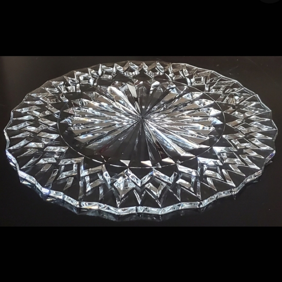14" Large 24% Lead Crystal "Cathedral " Cake Plate by JG Durand - Picture 2 of 14